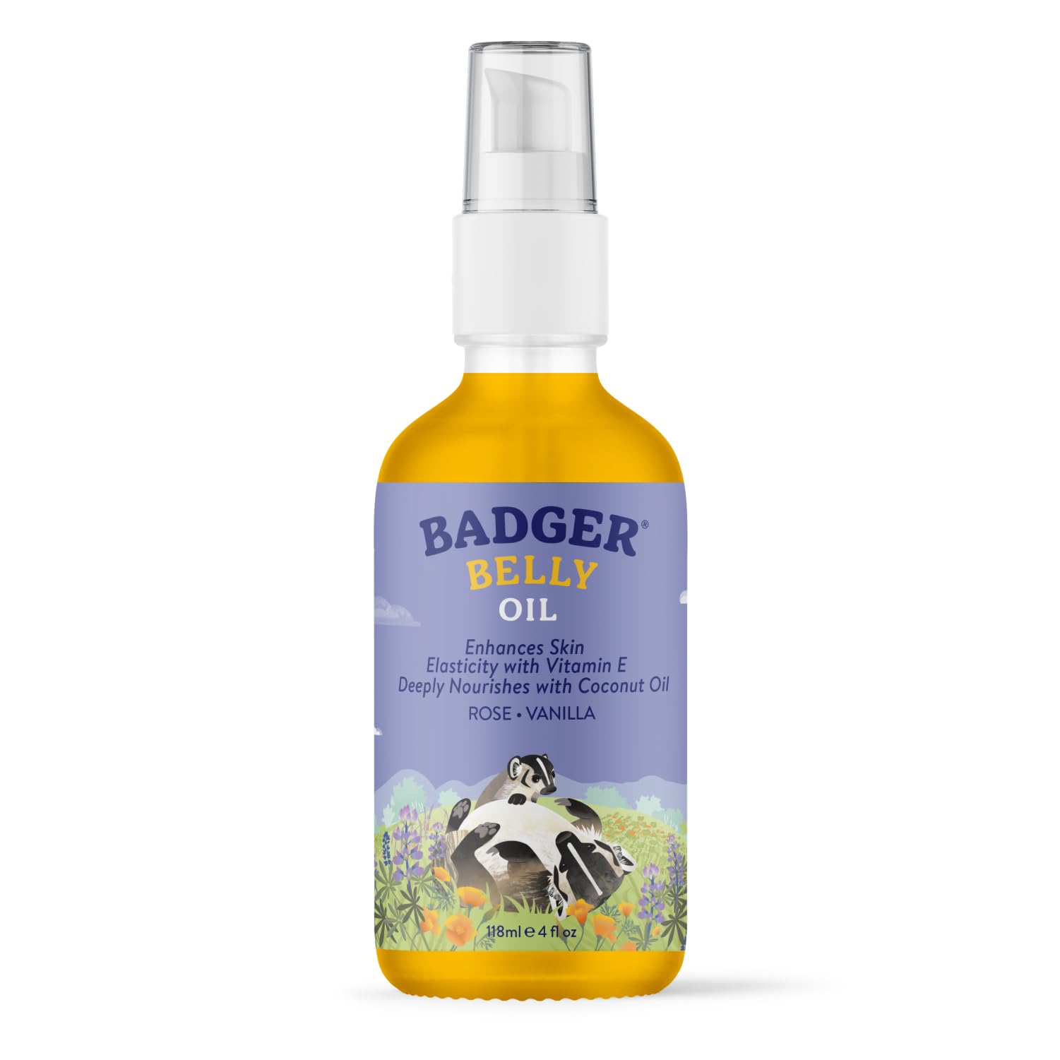 Badger Organic Pregnant Belly Oil jar-front for daily belly moisturization.