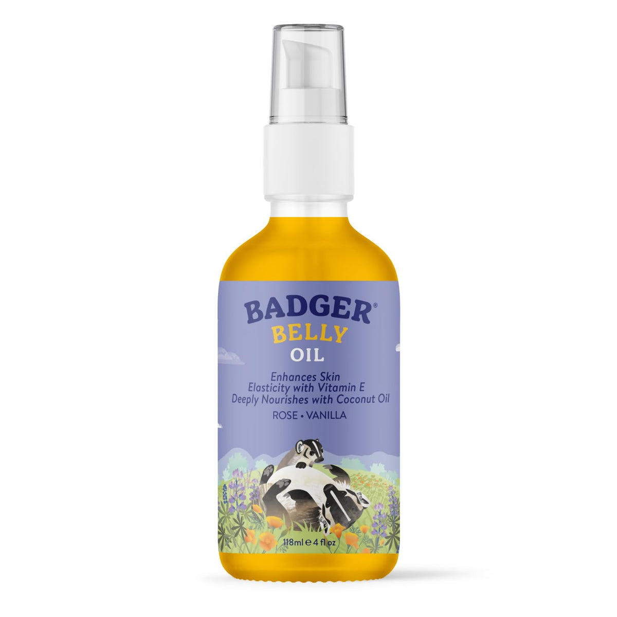 Badger Organic Pregnant Belly Oil jar-front for daily belly moisturization.