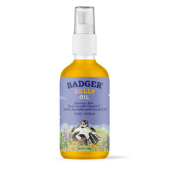 Badger Organic Pregnant Belly Oil jar-front for daily belly moisturization.