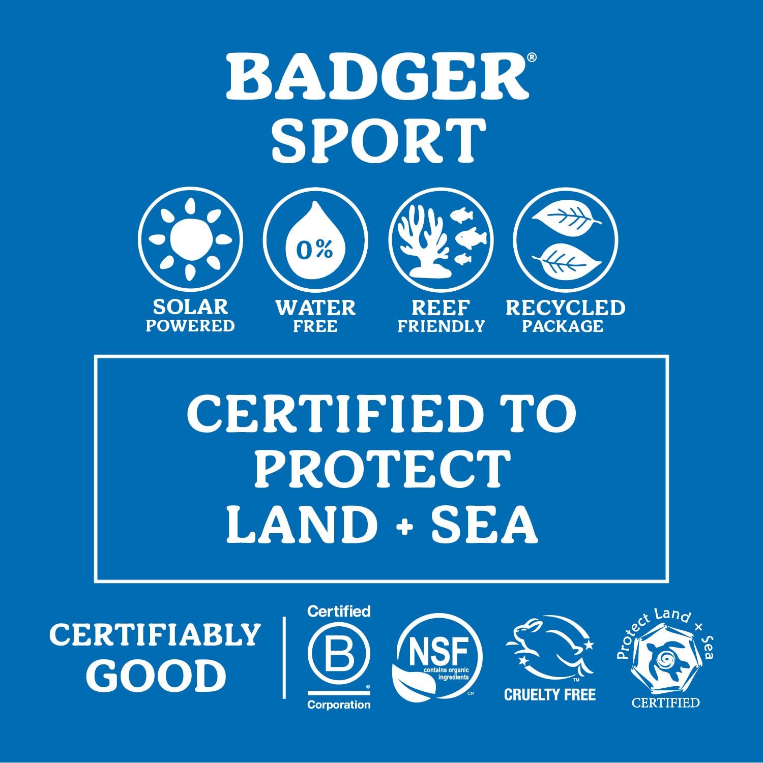 Badger Reef Safe Sport Sunscreen on face and body provides clear coverage during beach activities