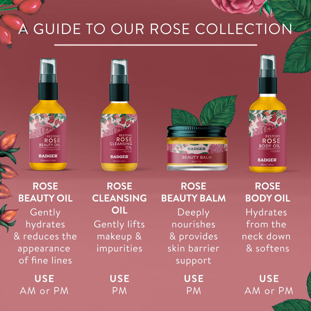Badger Rose Beauty Balm on hands for dry skin relief