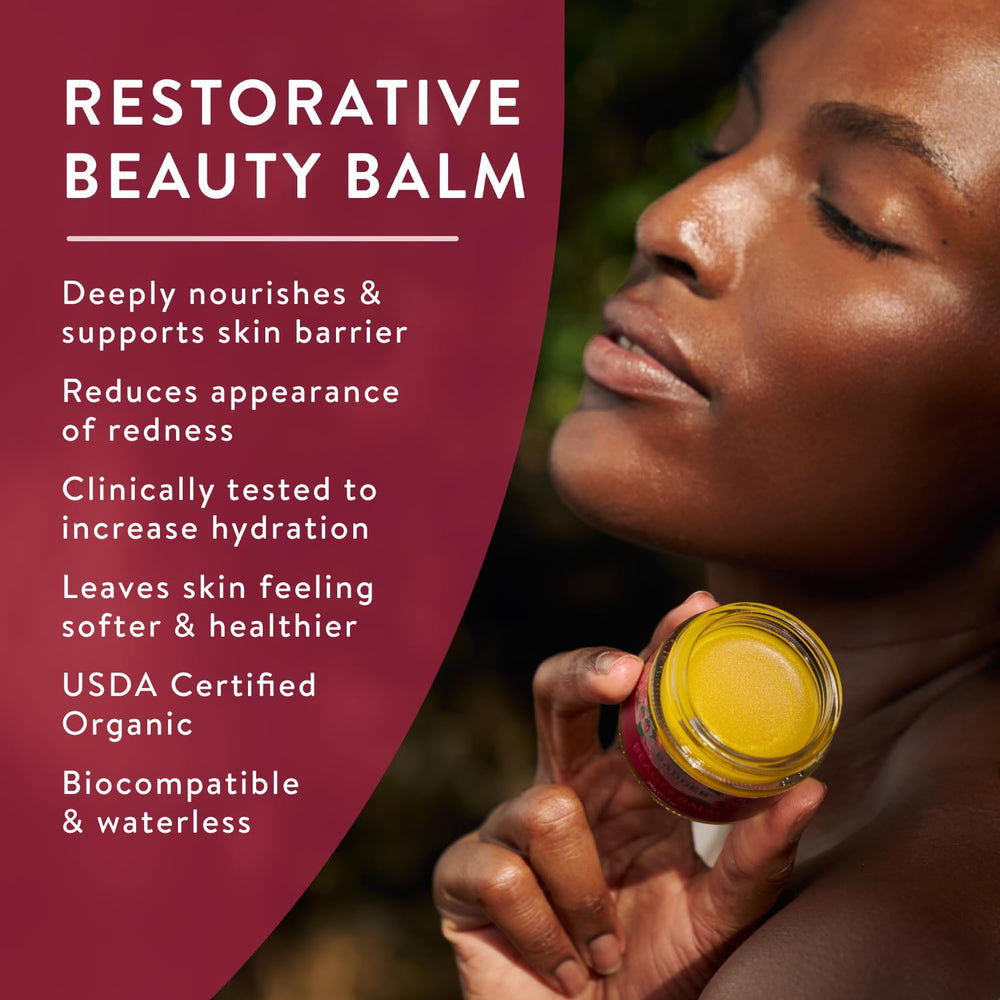 Badger Rose Beauty Balm with olive oil glow supports nourishing skin