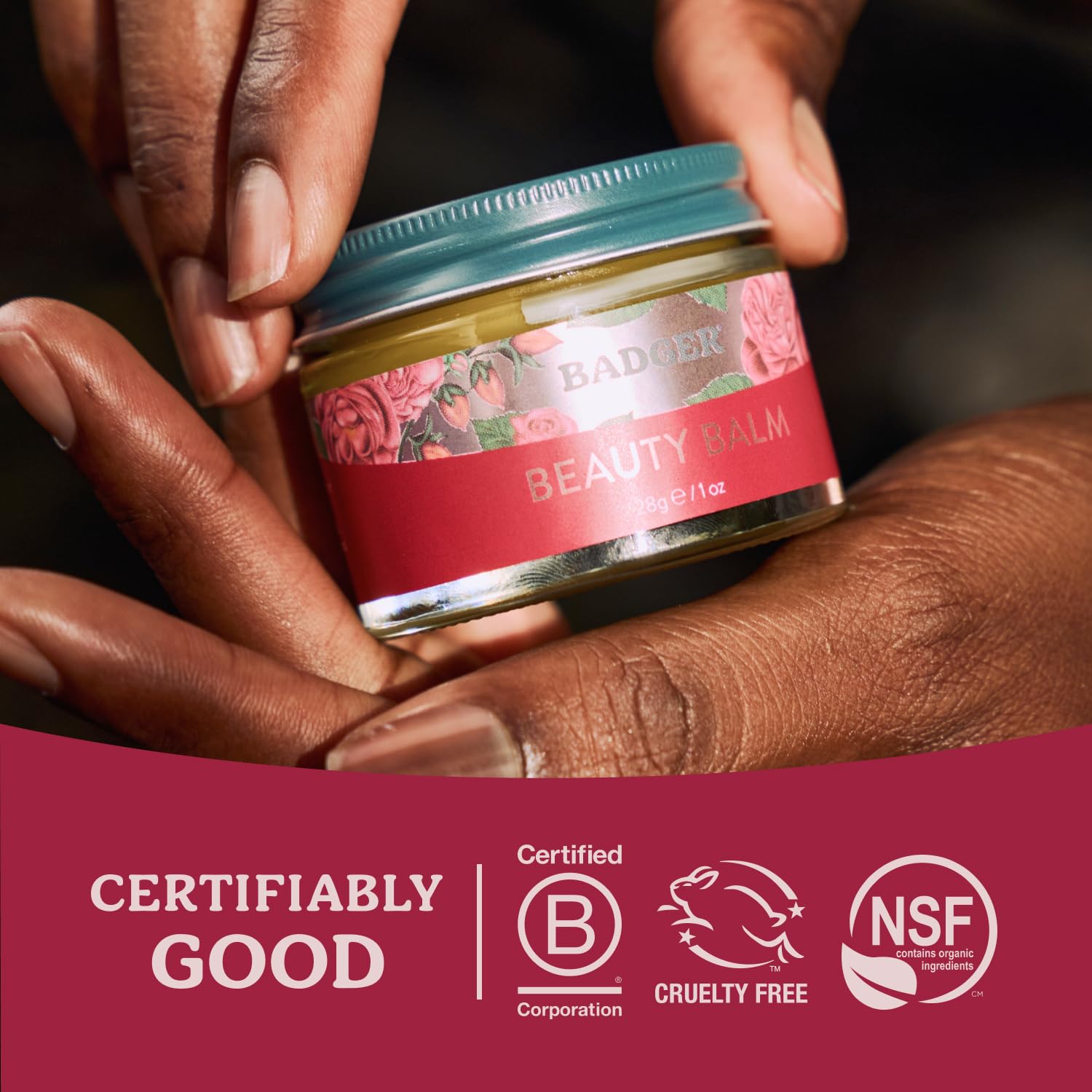 Badger Rose Beauty Balm crafted by a women-owned family business