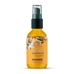 Badger Seabuckthorn Face Oil bottle—compact glass packaging for sustainable daily hydration.