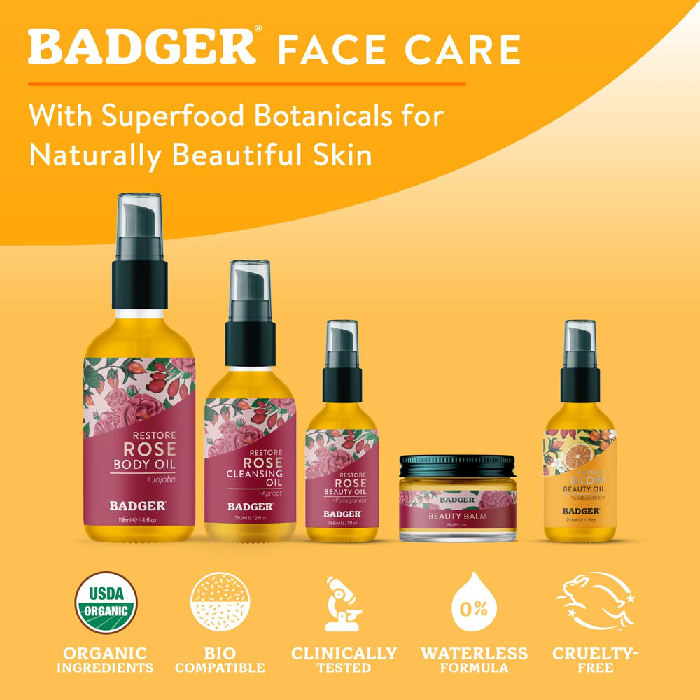 Drop-ready application enables precise use for daily hydration of Badger Seabuckthorn Face Oil.
