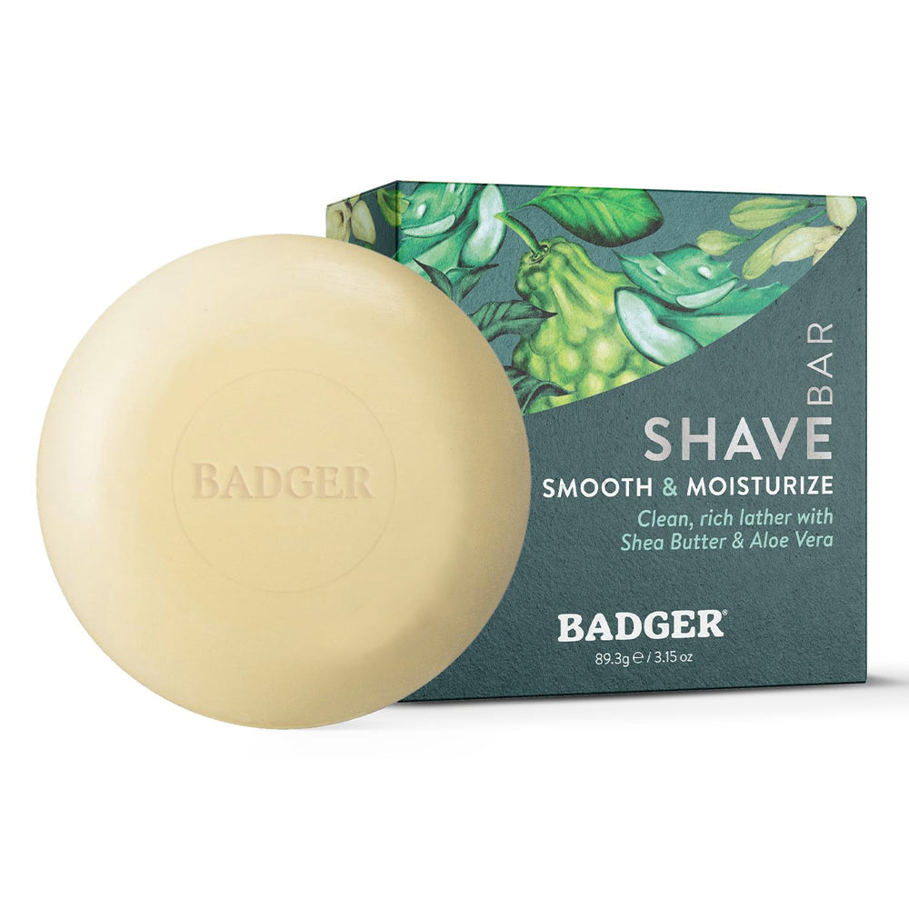 Badger Shaving Soap Puck close-up lather for a smooth glide.