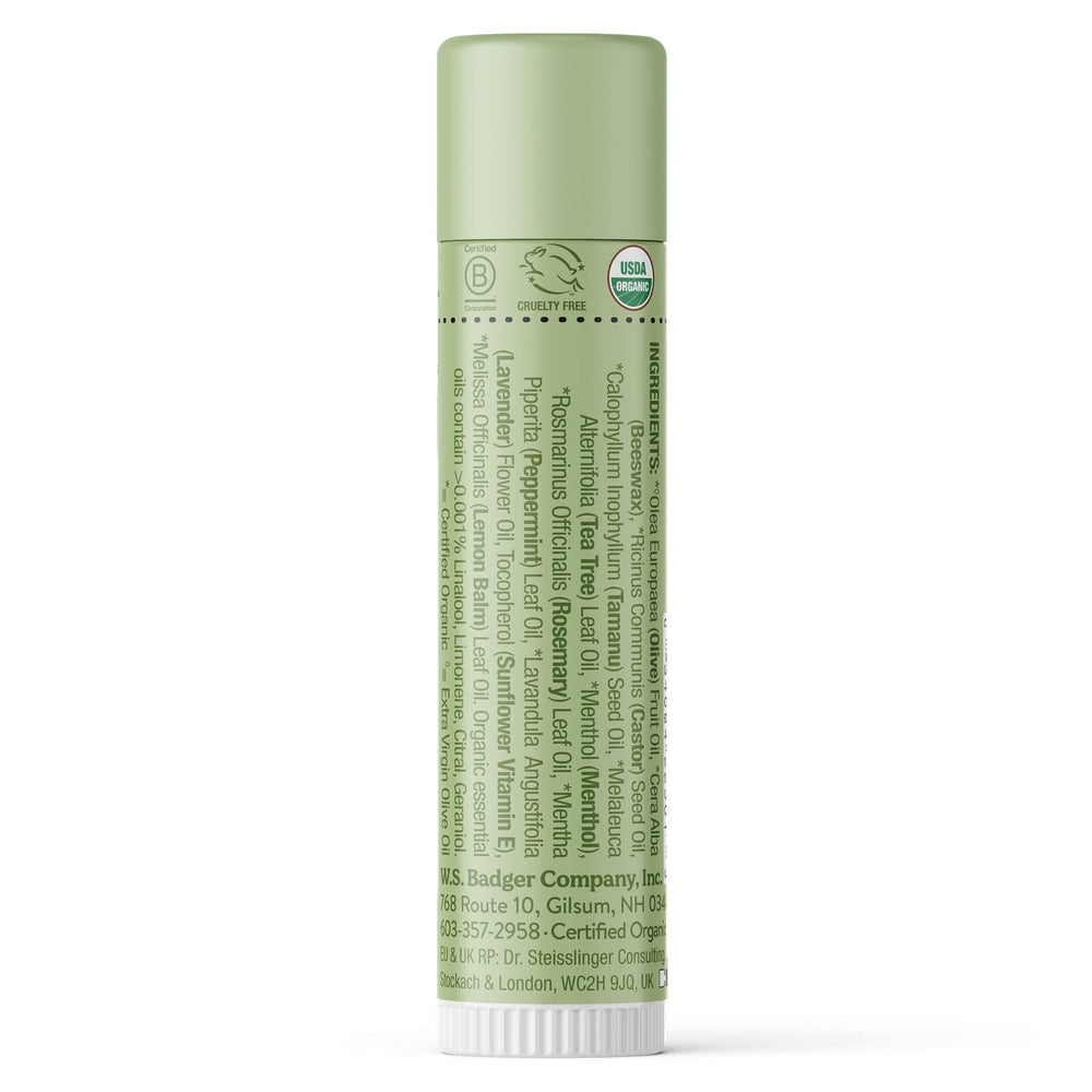 Badger Tea Tree Classic Lip Balm being applied for cooling relief