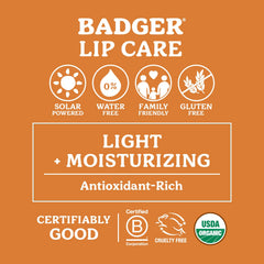Badger Unscented Classic Lip Balm ingredients include olive oil and aloe for gentle hydration.