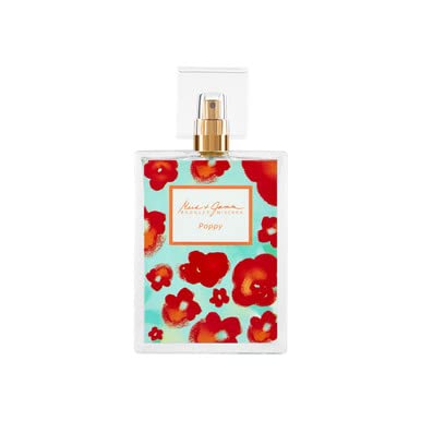 Badgley Mischka Poppy top notes visual—citrus and rose spark daily uplift.