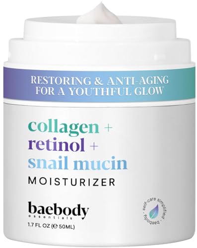 Baebody collagen retinol snail mucin moisturizer jar illustrating anti-aging hydration.