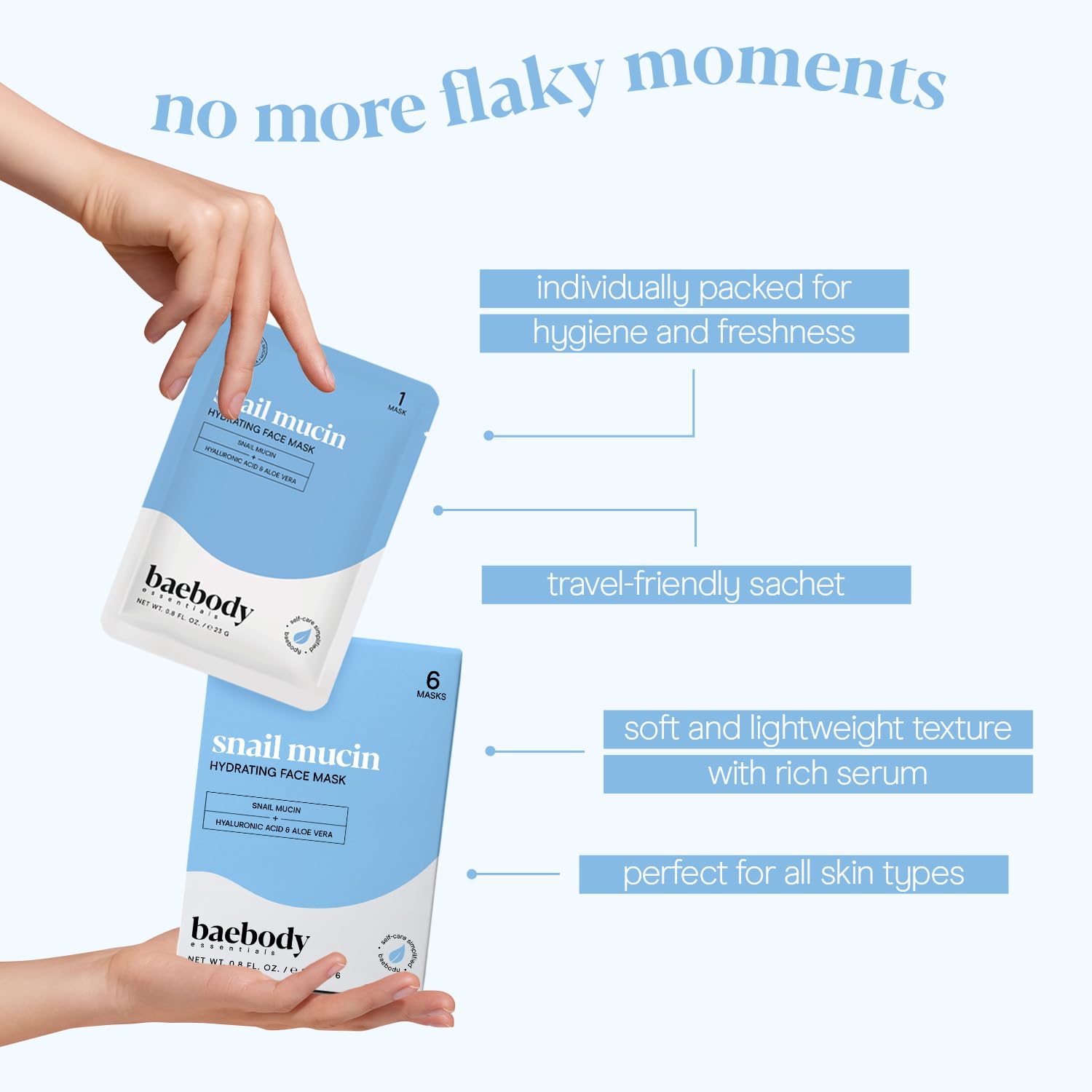 Baebody snail mucin dewy skin shot after mask use