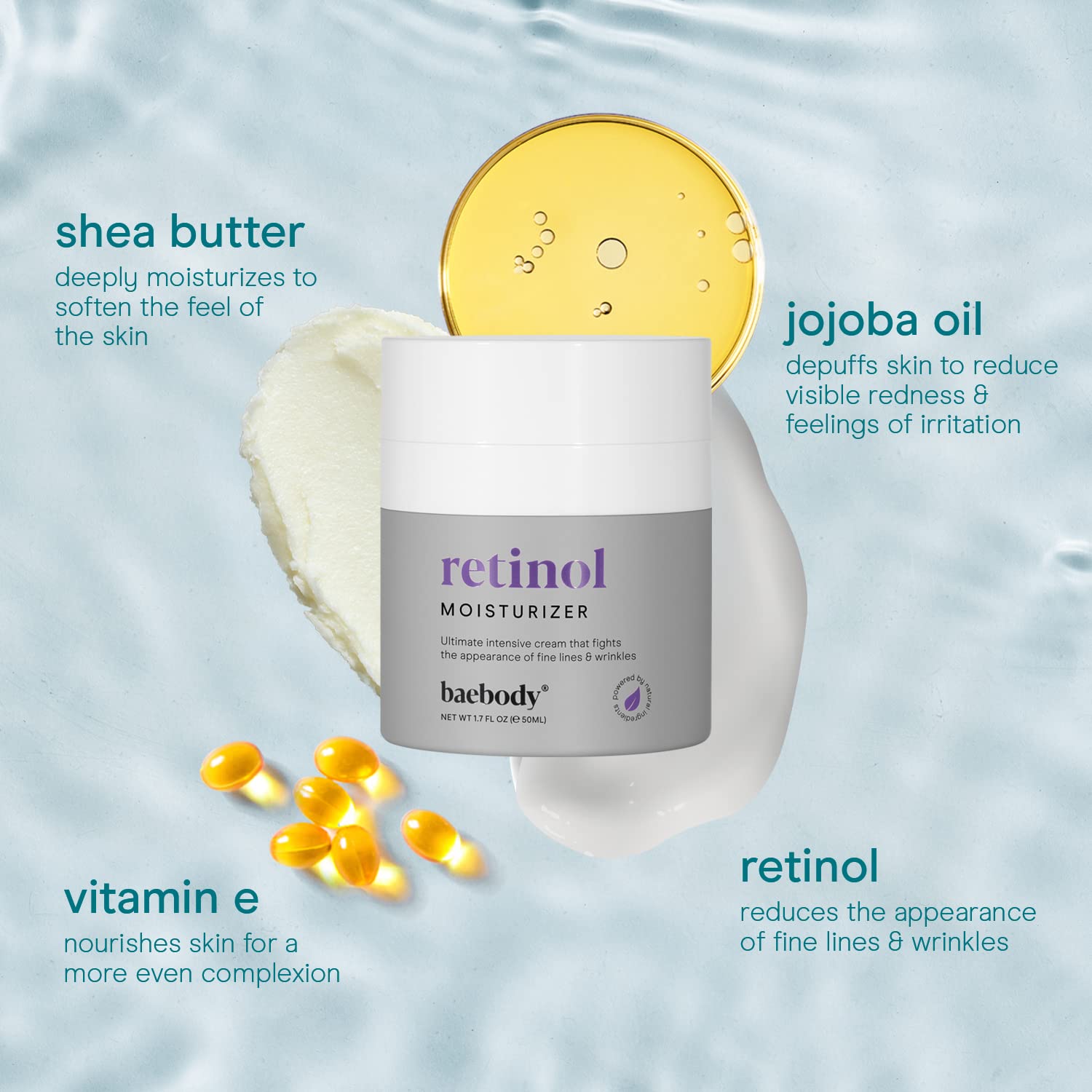 Baebody vitamin E detail showcases antioxidants that nourish the complexion.
