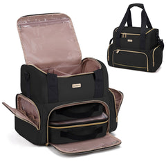 BAFAMYE large makeup travel bag top view shows spacious interior for organized cosmetics on the go