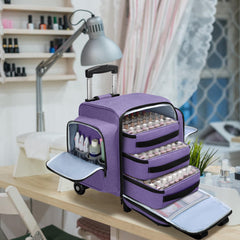 BAFASO dolly and extended handle for easy transport of 144-bottle polish system.