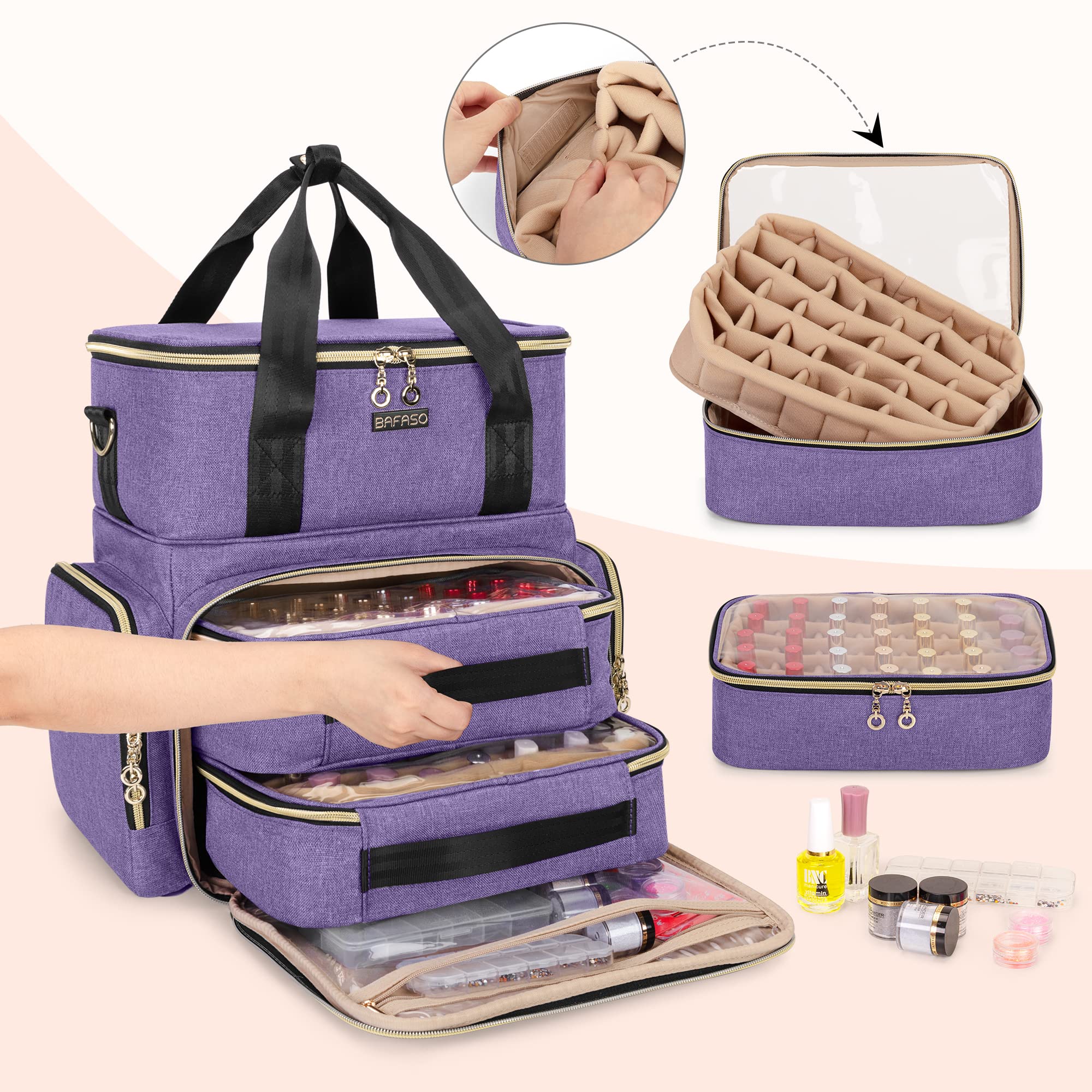 BAFASO organizer open main compartment reveals 70-slot capacity