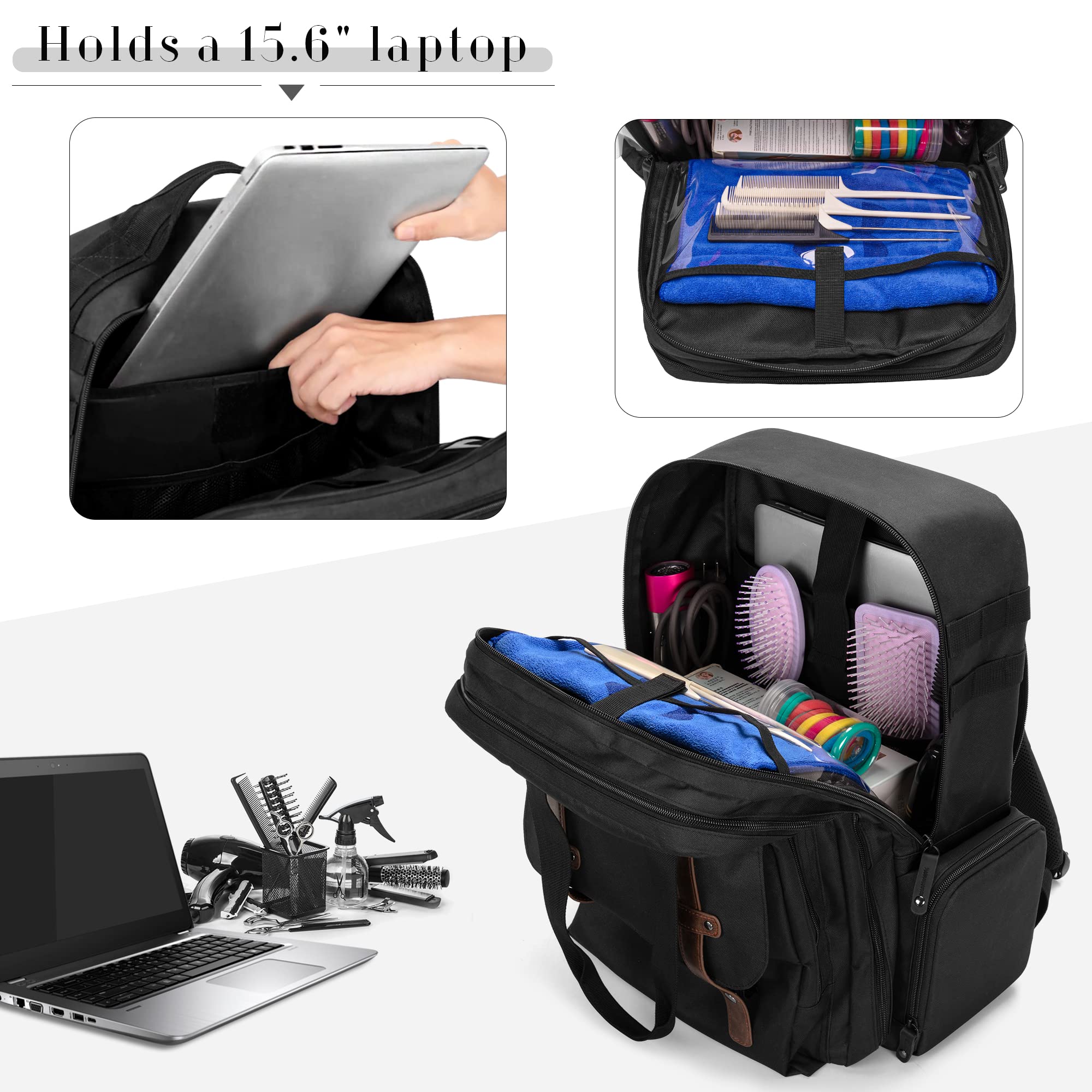 BAFASO laptop sleeve in the barber case accommodates up to 15.6 inch laptops during travel.