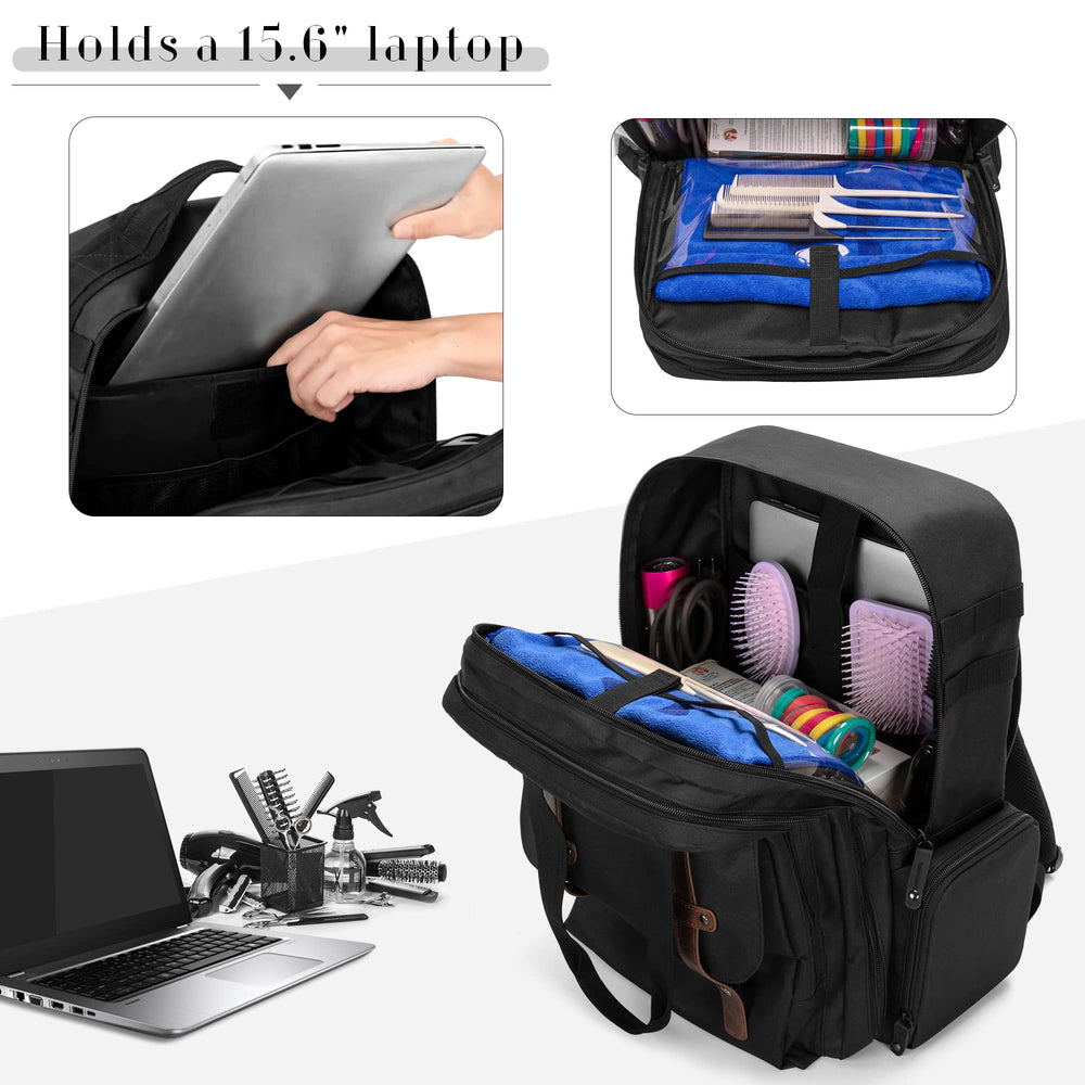 BAFASO laptop sleeve in the barber case accommodates up to 15.6 inch laptops during travel.