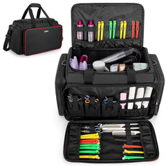 BAFASO large capacity hairdresser bag front view showing spacious main area for tools and quick access.