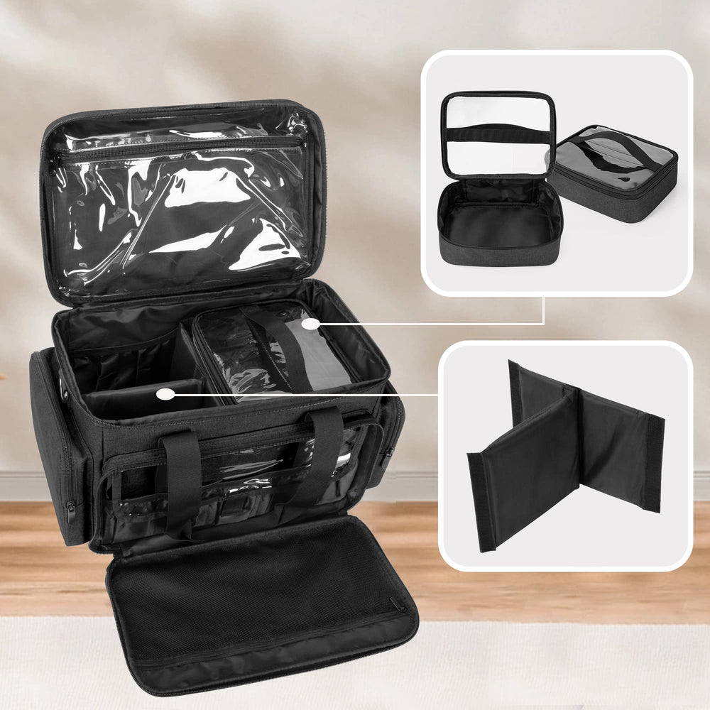 BAFASO large makeup bag detachable dividers customize space for varied cosmetics