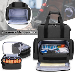 BAFASO bottom compartment with removable pouches keeps inks and guns organized.