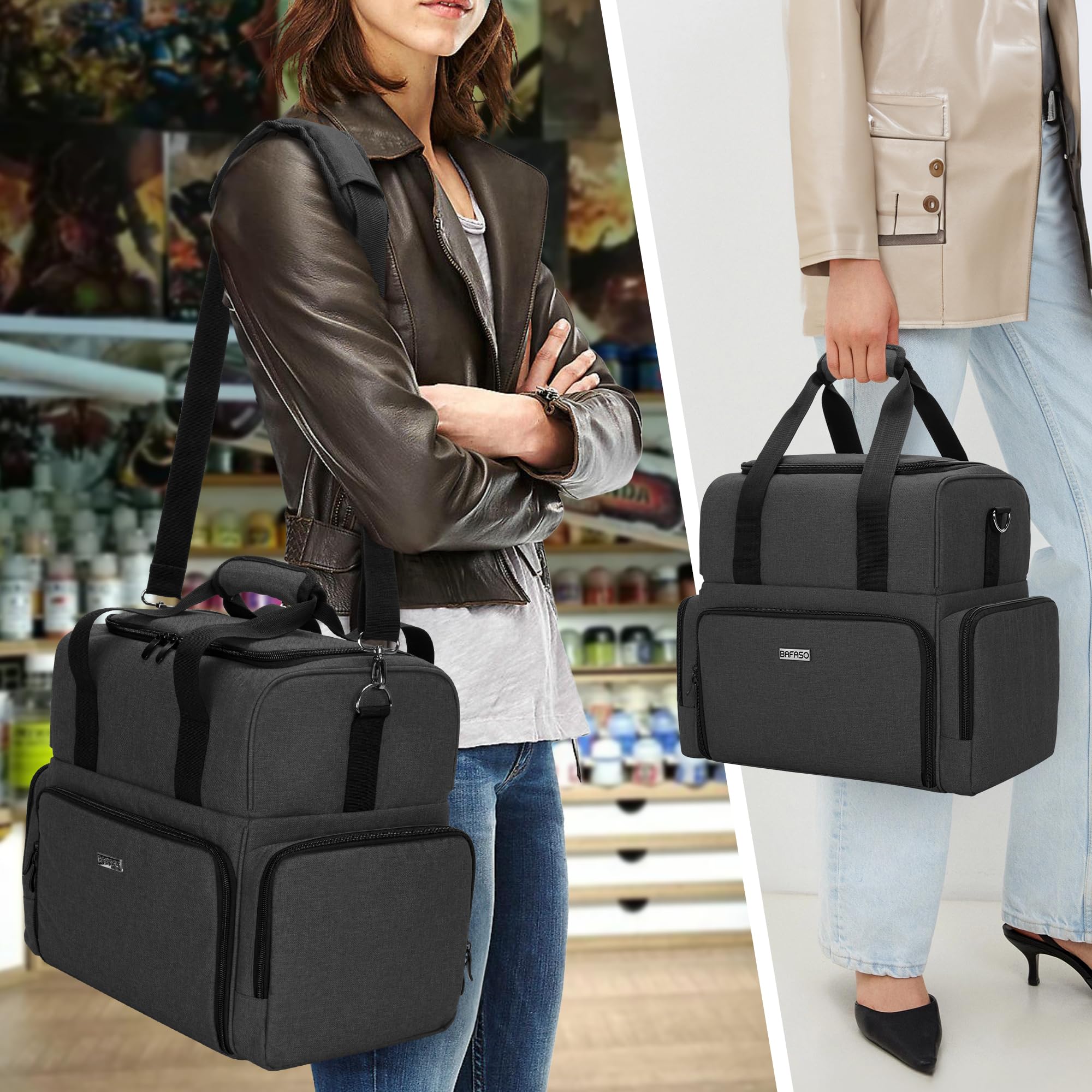 BAFASO top handles provide durable three-way carrying options.