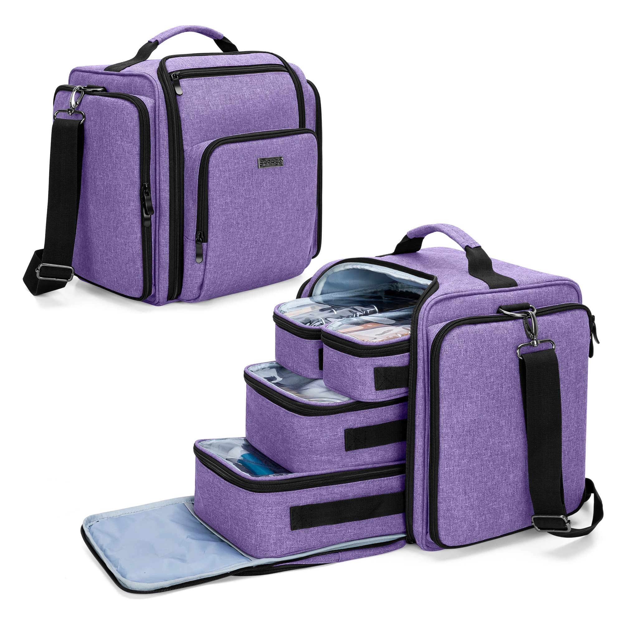 BAFASO makeup bag main compartment with removable pouches for organized cosmetics