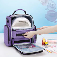 BAFASO nail-lamp-compartment shows space to fit a regular nail lamp for on-the-go setups.