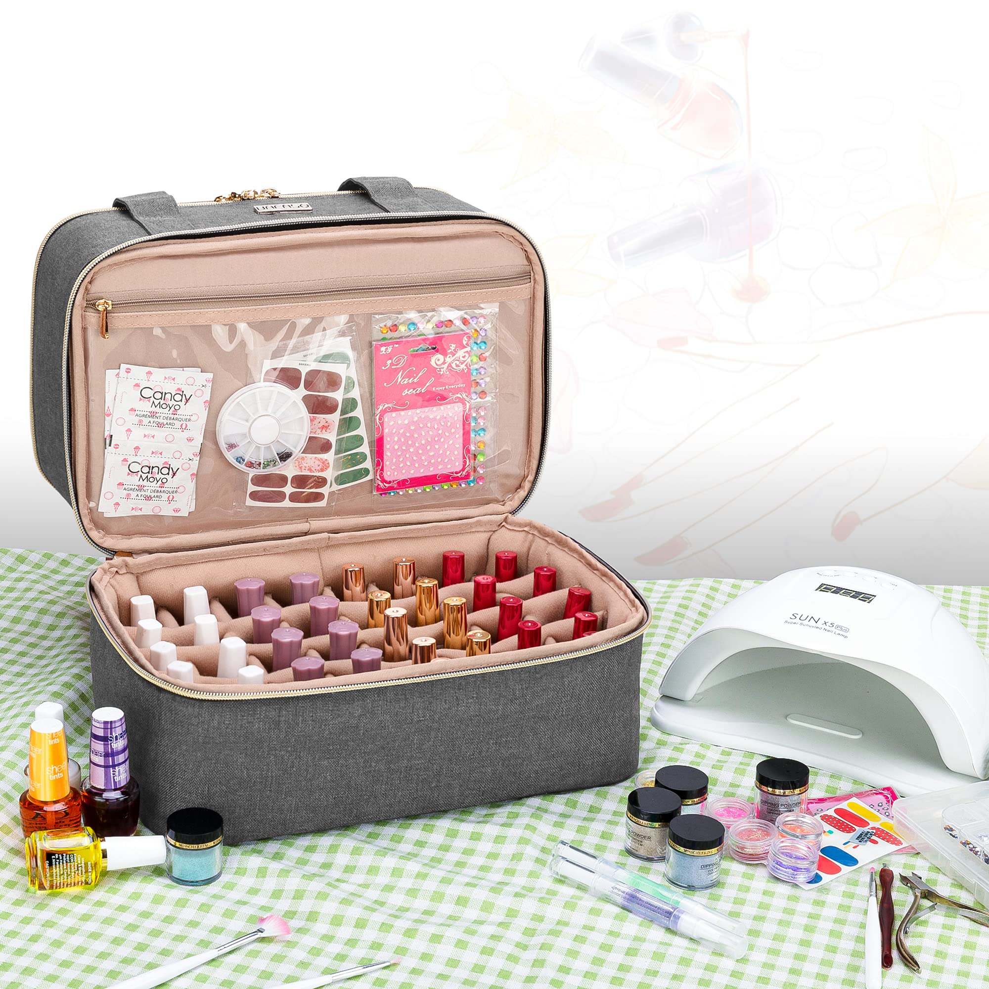 BAFASO nail-polish-organizer exterior-gray fabric ideal for travel