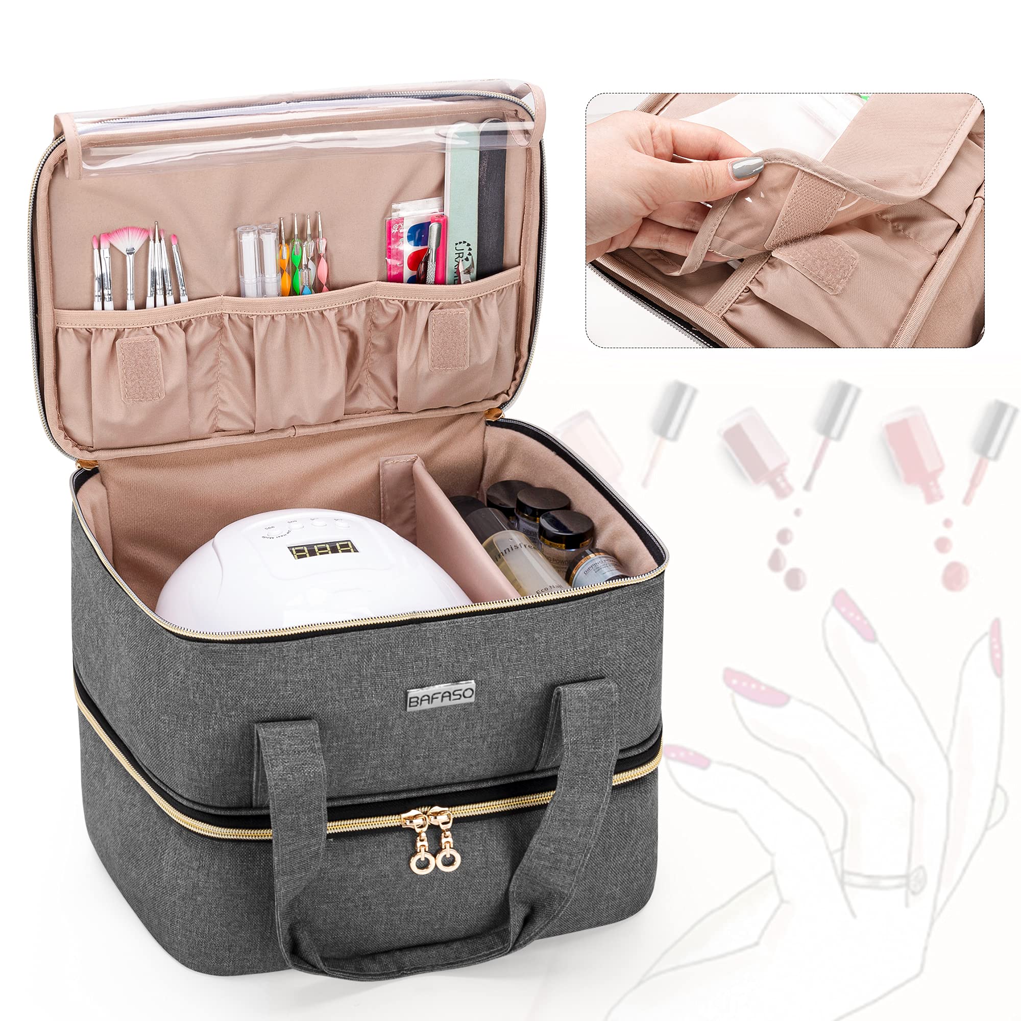 BAFASO nail-polish-organizer lamp-storage pocket keeps tools organized