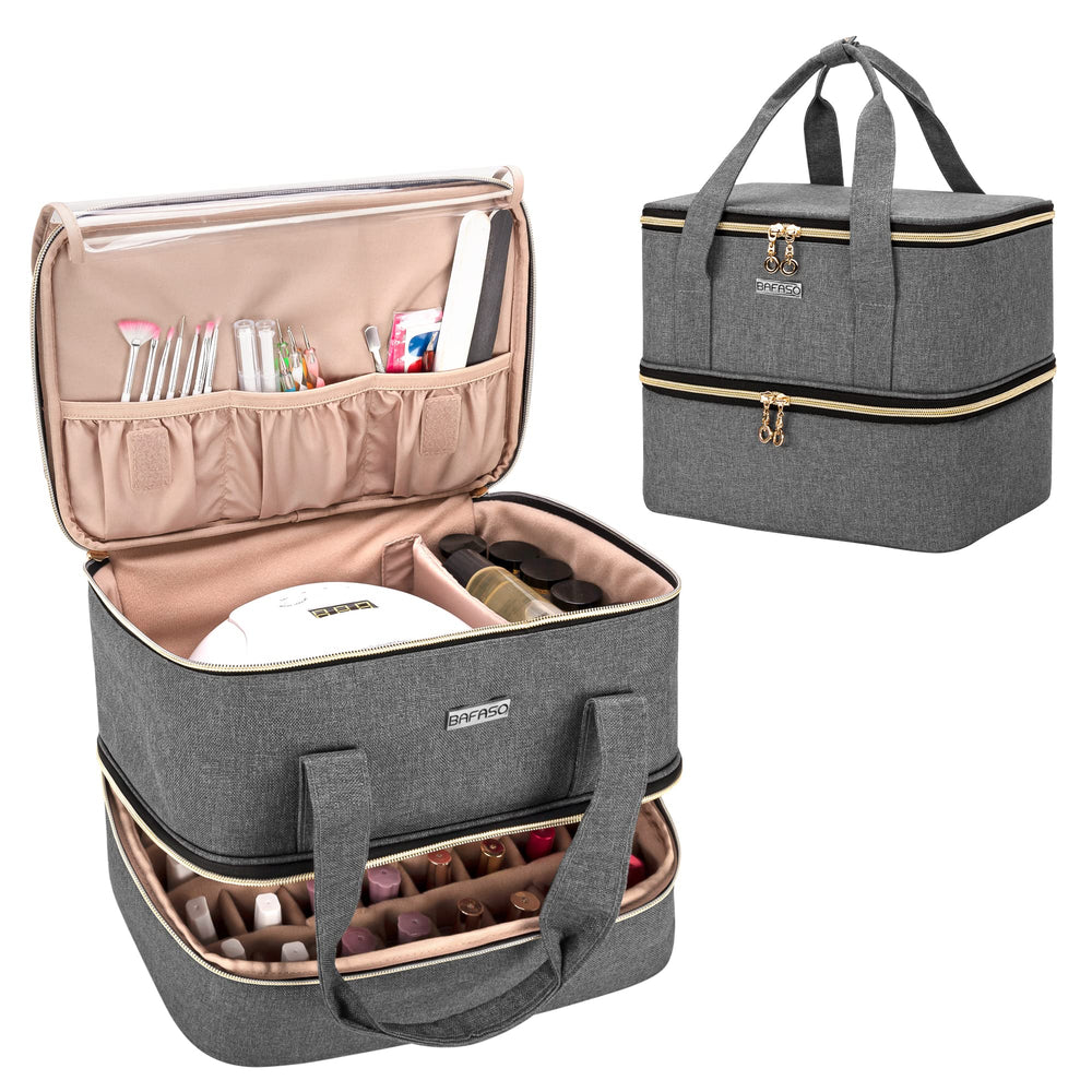 BAFASO nail-polish-organizer main-compartment holds 40 bottles and a nail lamp