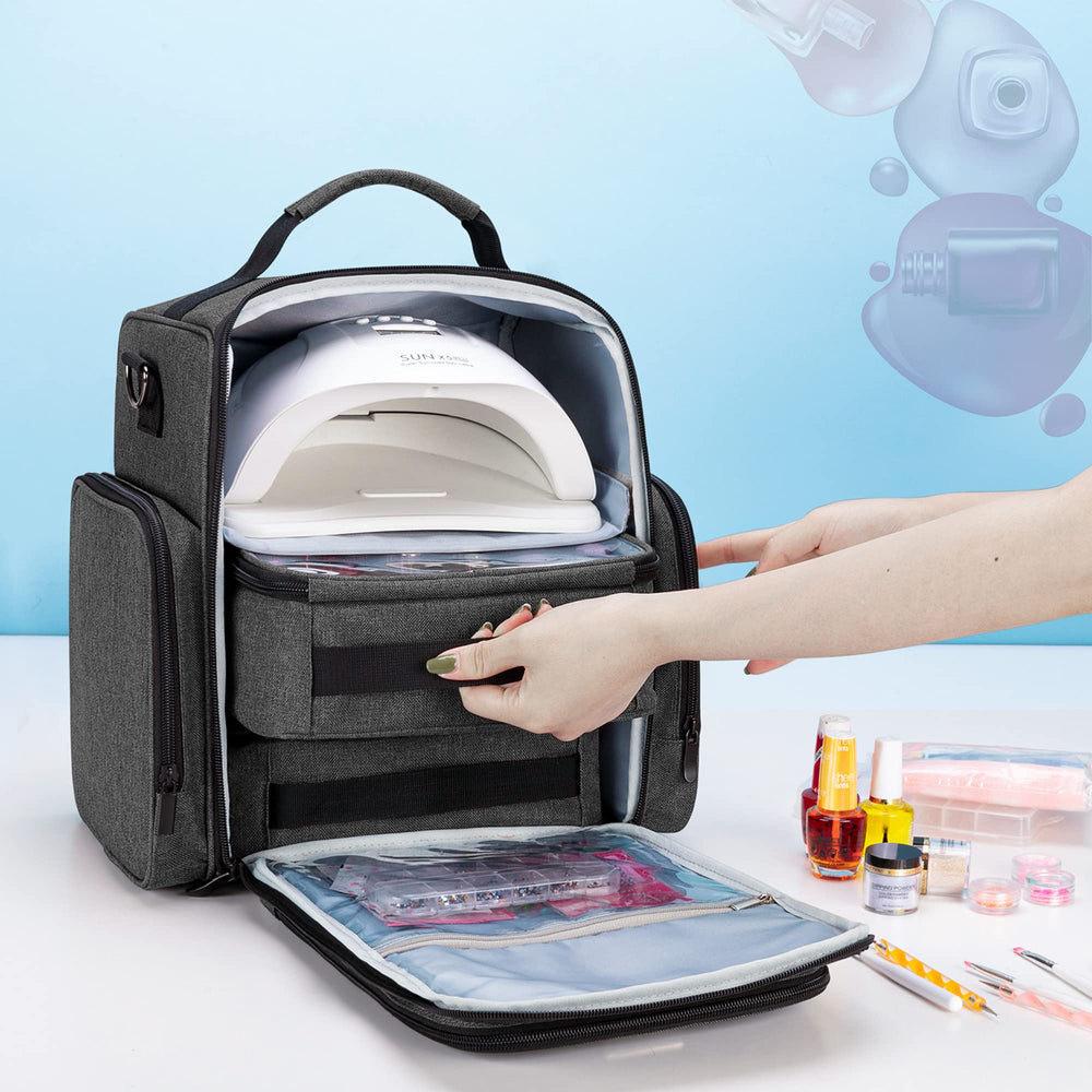 BAFASO nail polish organizer removable pouches showcase flexible storage for quick bottle swaps.