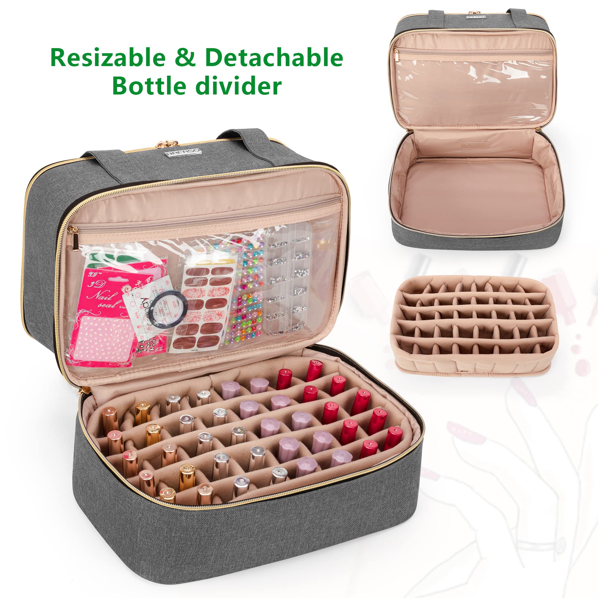 BAFASO nail-polish-organizer adjustable divider fits 15ml bottles