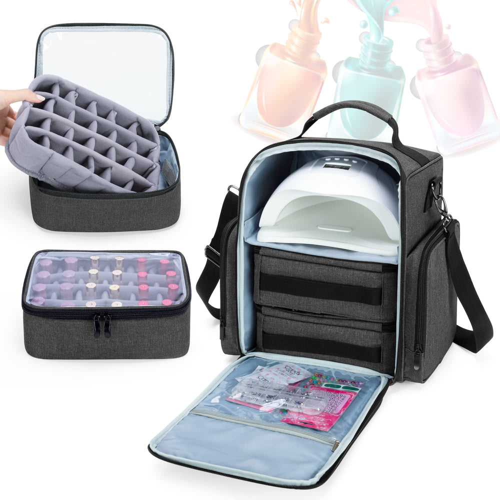 BAFASO nail polish organizer side pockets secure brushes and tools for tidy kits.