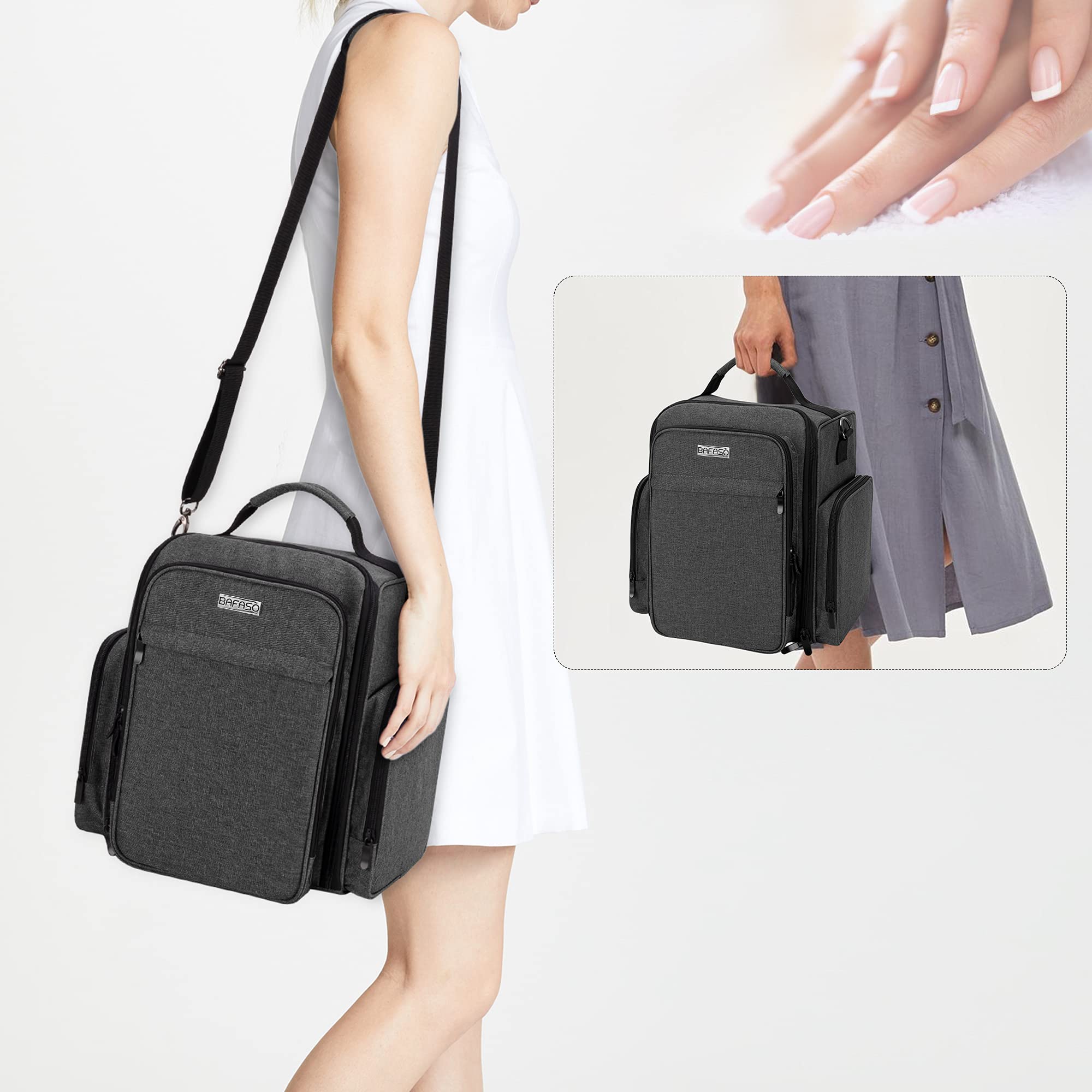 BAFASO nail polish organizer compact closed size supports travel-ready storage and transport.