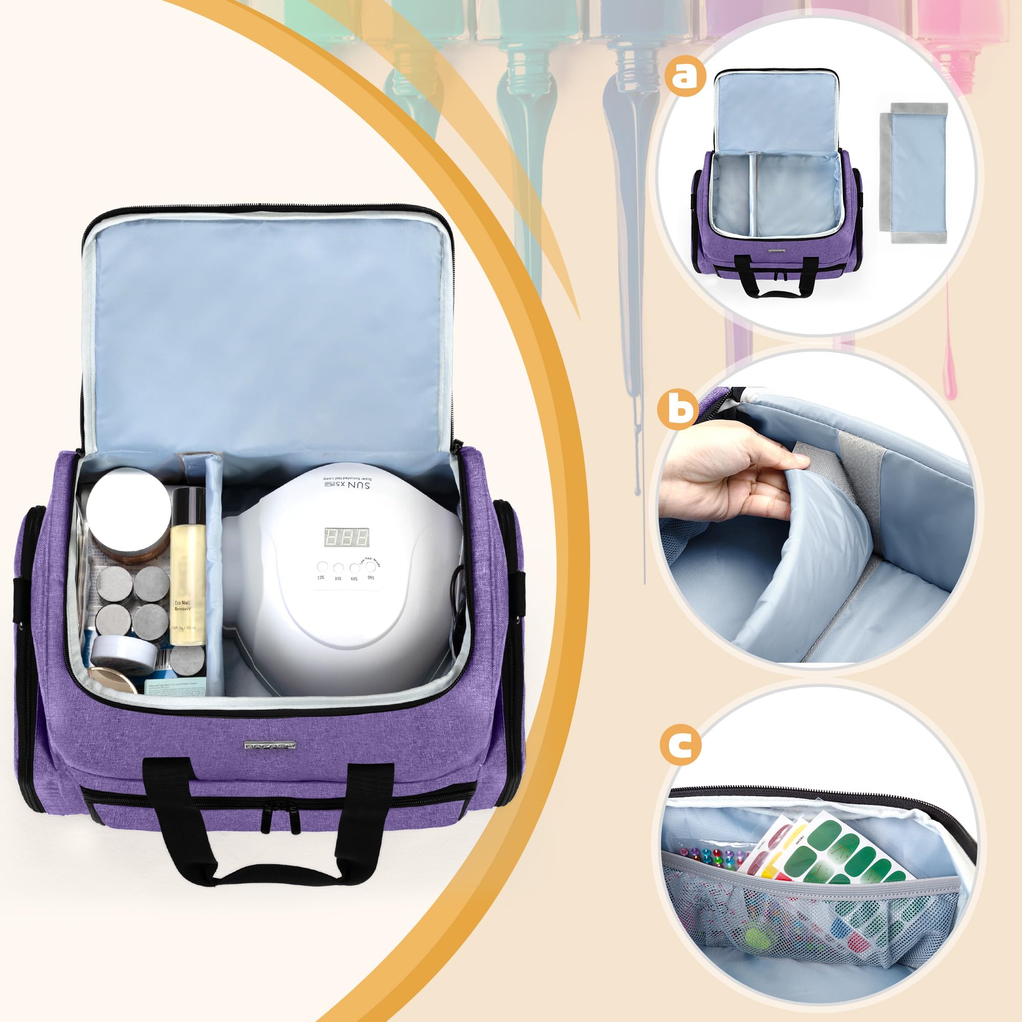 BAFASO organizer with integrated UV lamp for convenient at-home curing.