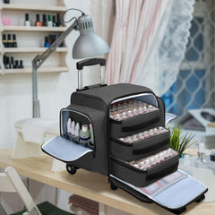 BAFASO rolling nail polish organizer dolly extended demonstrates easy maneuverability during transport