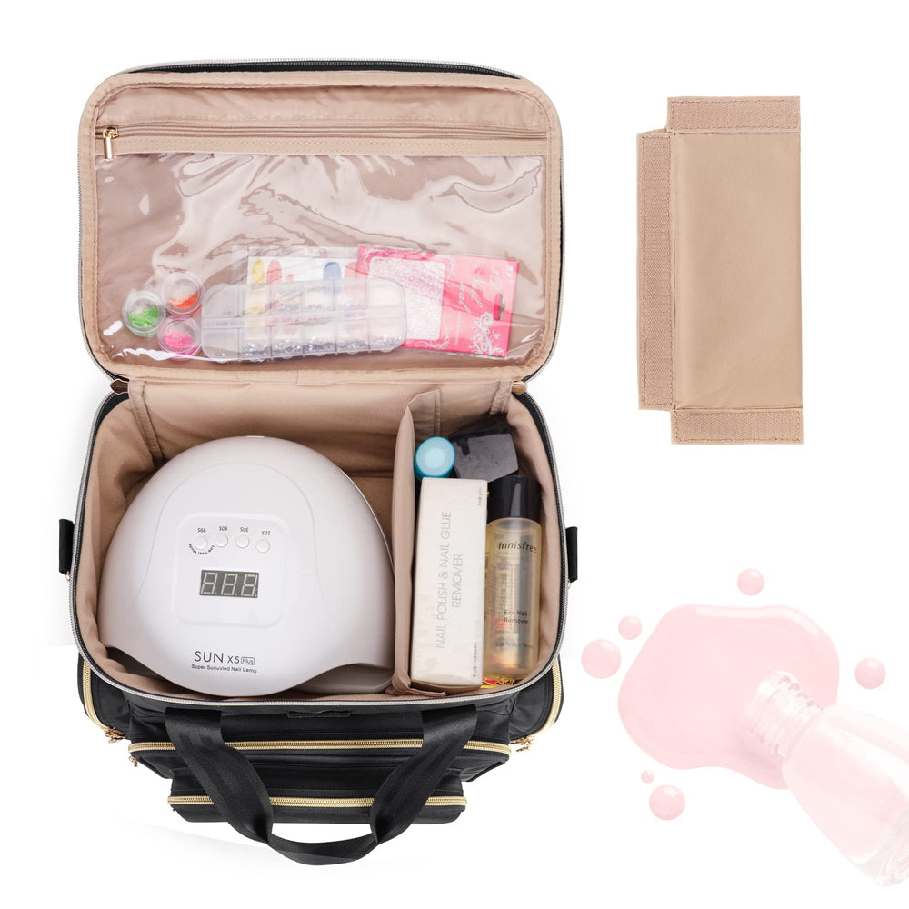 BAFASO upper compartment with nail lamp storage keeps tools neatly separated.