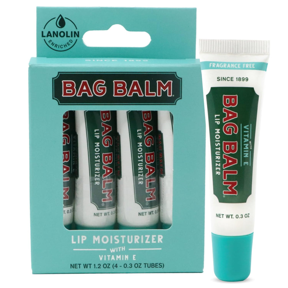 Bag Balm fragrance-free lip balm tubes pack-4 for daily moisture.