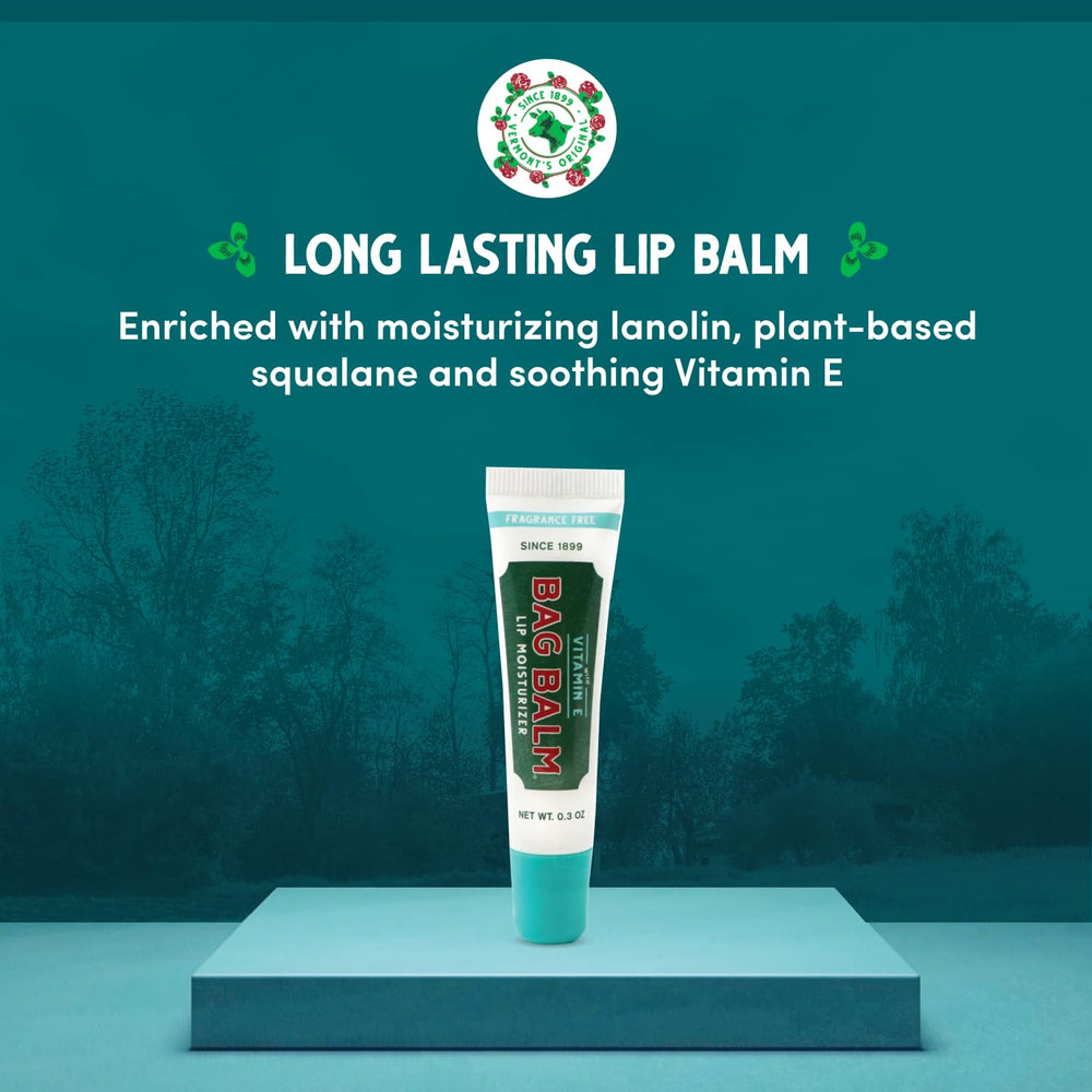 Bag Balm fragrance-free lip balm tubes closeup with smooth application.