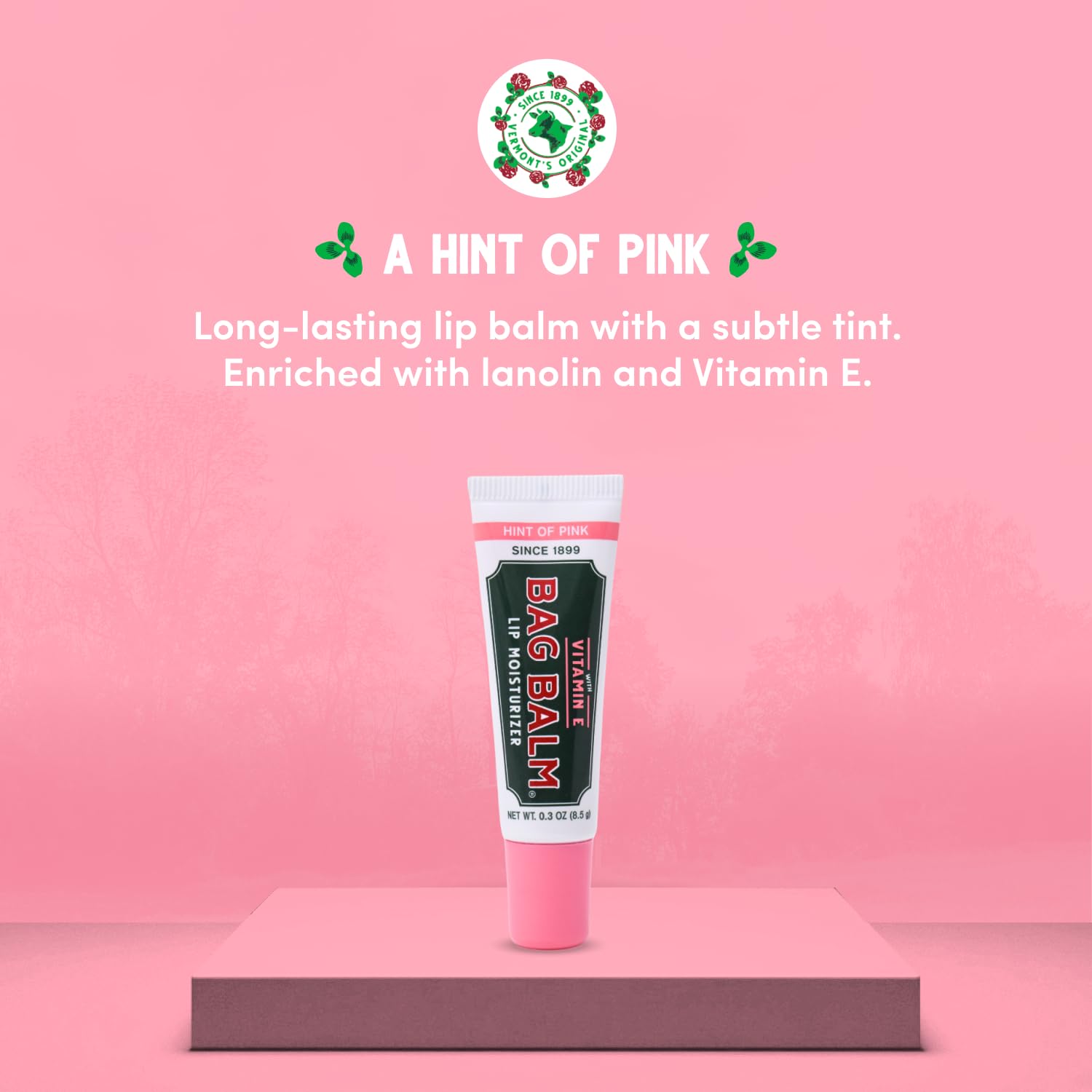 Bag Balm lip balm hint of pink tube adds subtle color and protection.
