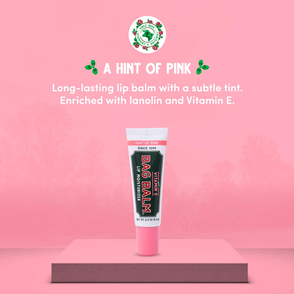 Bag Balm lip balm hint of pink tube adds subtle color and protection.