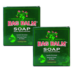 Bag Balm Mega Moisturizing Soap Rosemary Mint two-pack packaging for convenient daily cleansing.