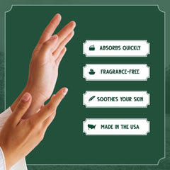 Bag Balm Moistuzing Lotion hand application shows quick absorption and non-greasy finish.