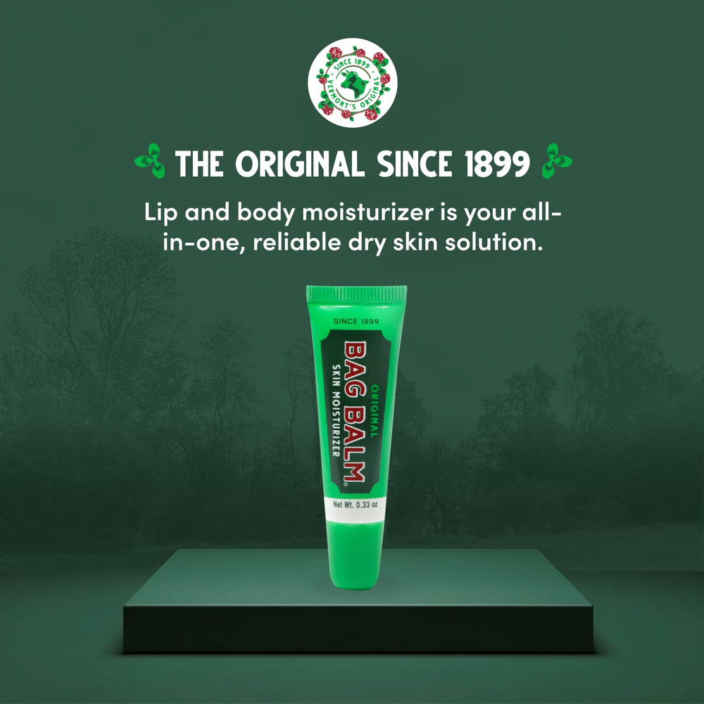 Bag Balm Original lip balm tubes close-up shows smooth texture for easy application.