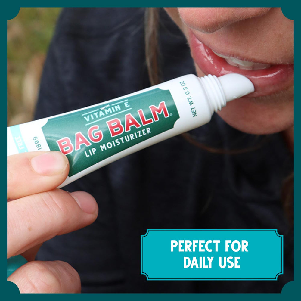 Bag Balm vitamin E lip balm nourished lip care in compact tubes.
