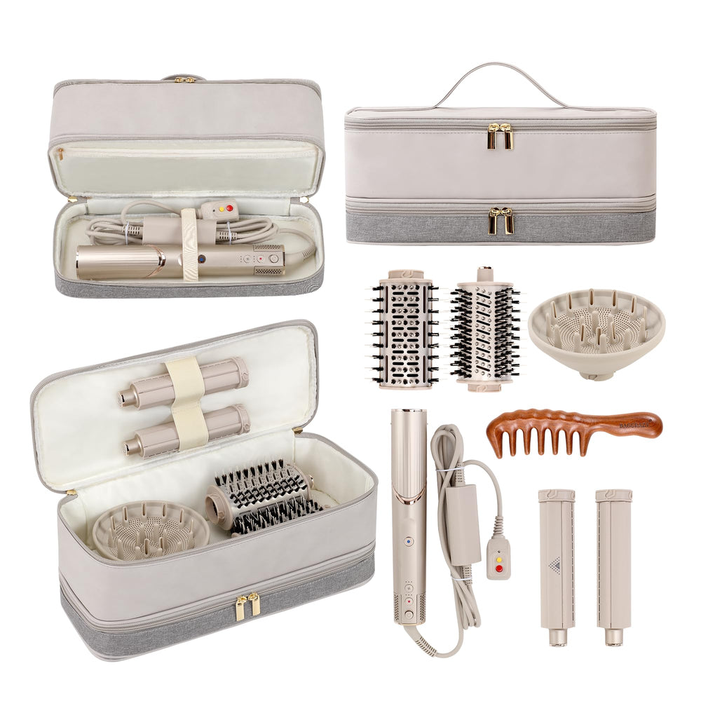 BAGCRAZY Dyson Airwrap travel case double-layer keeps tools organized on the go.