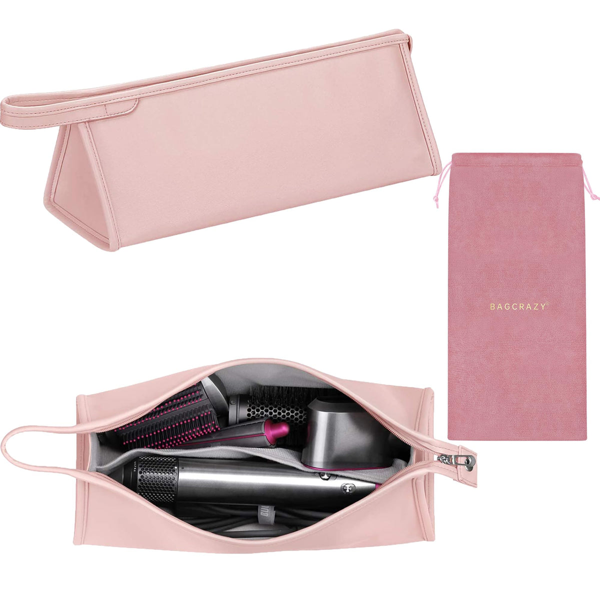 BAGCRAZY Pu Leather Travel Case for Dyson Airwrap keeps tools organized on the go.