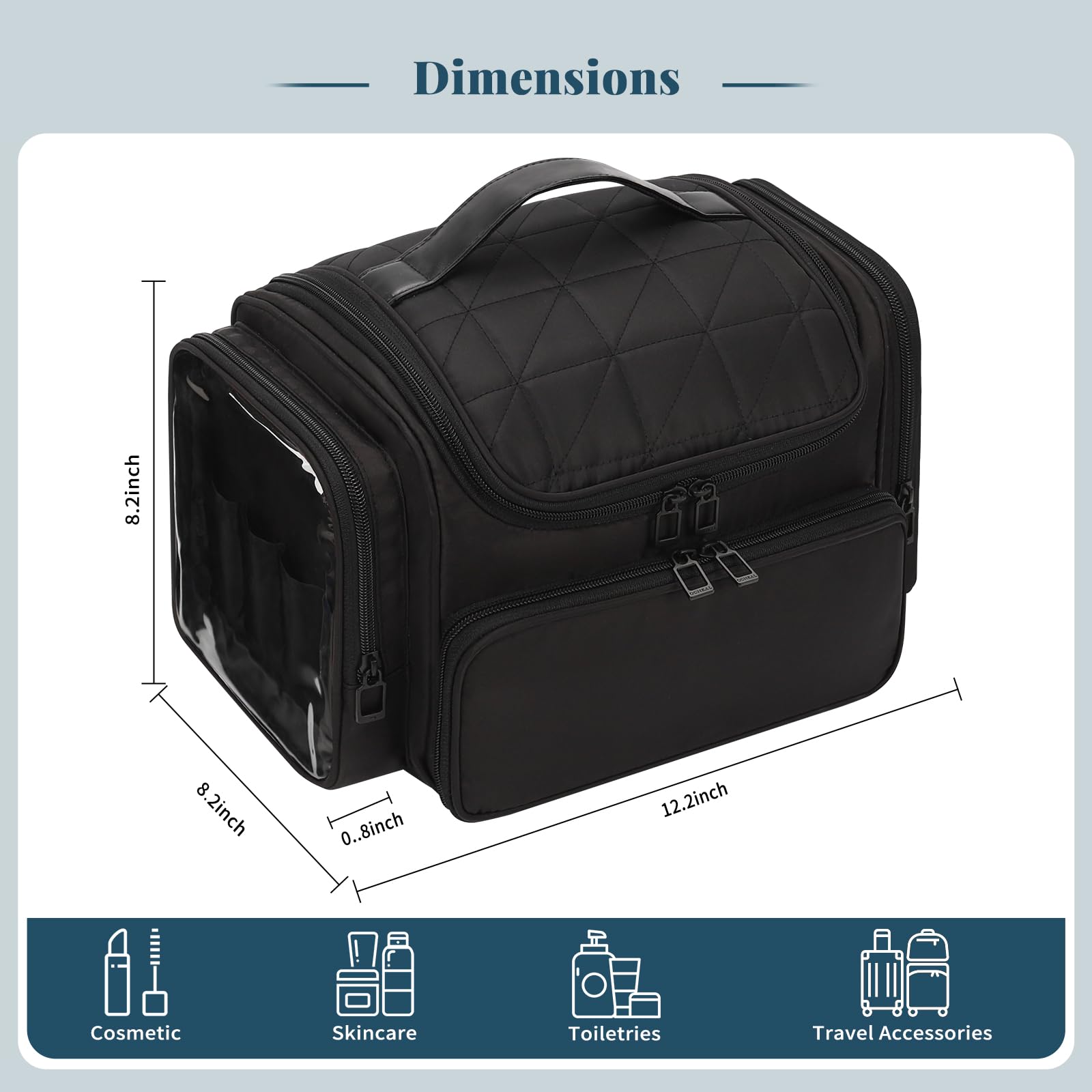 Bagmoly clear PVC side pockets provide quick visibility and access to items.