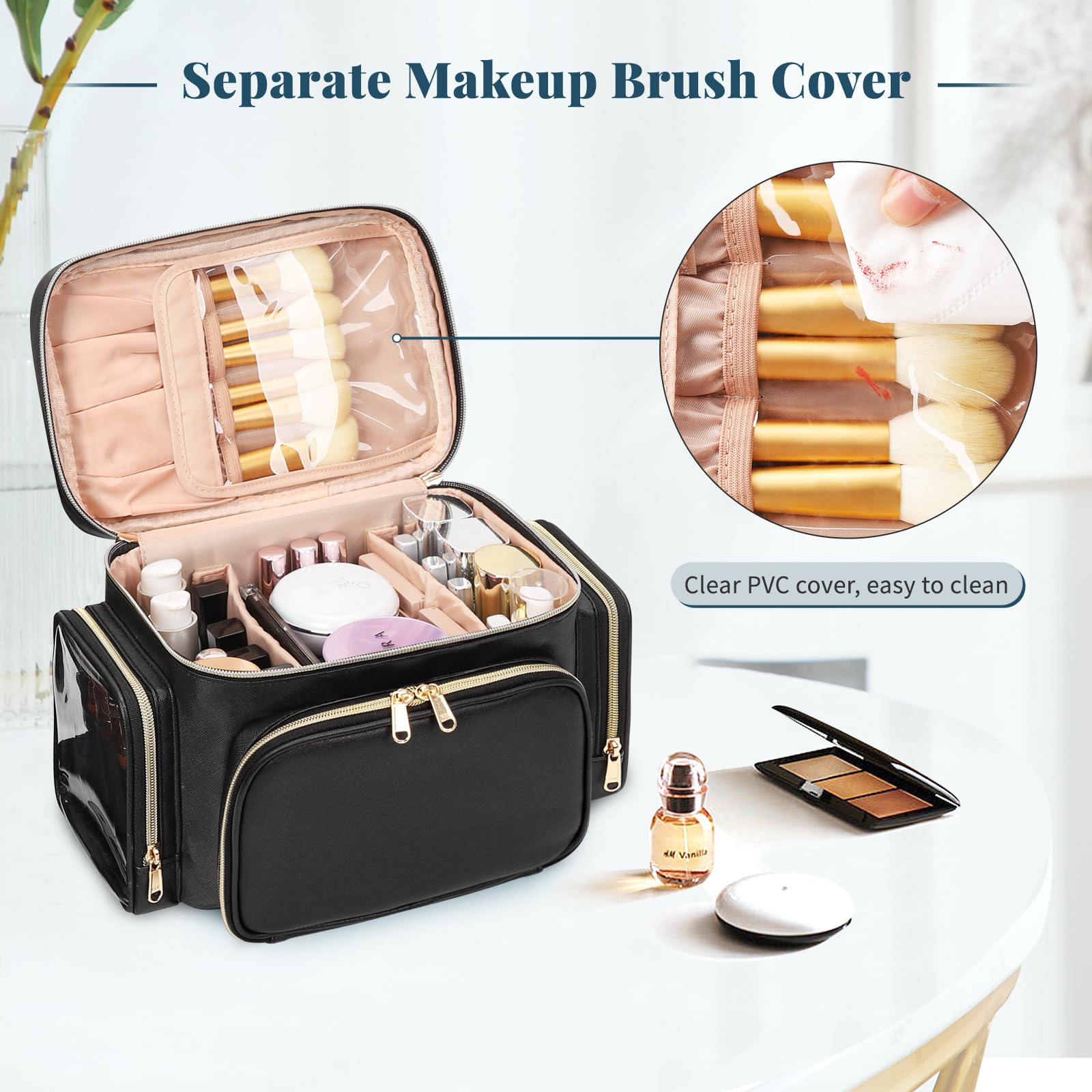 Bagmoly front pocket with six lipstick pouches for quick-access cosmetics