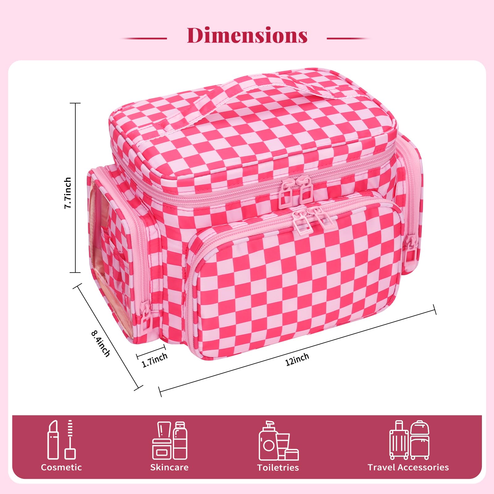 Bagmoly padded fabric with double zippers protects cosmetics during transit.